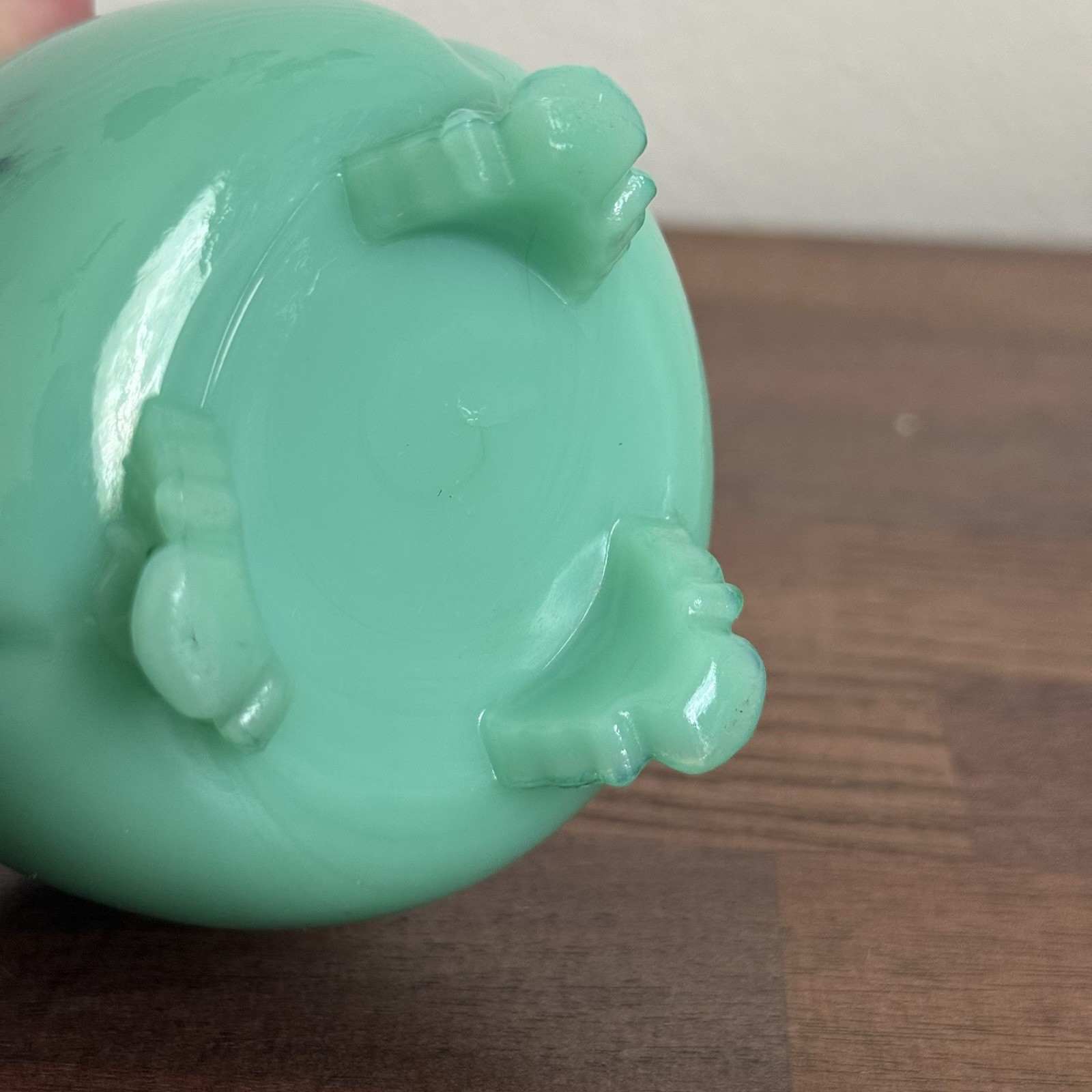 Antique Jadeite Uranium Glass Gettysburg Devil’s Den Souvenir Planter Vase