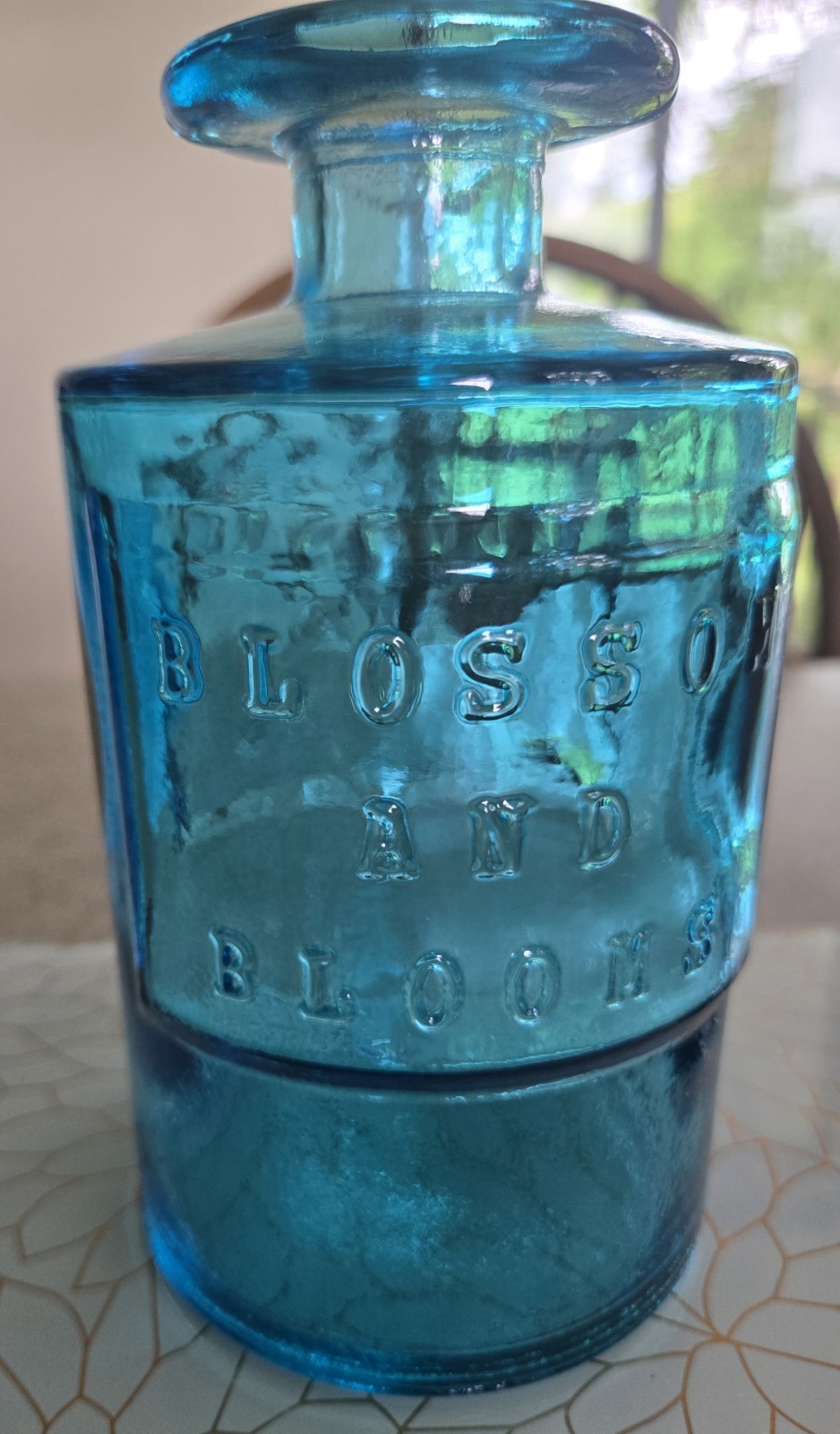 Vidrios San Miguel Blossom & Blooms 100% Recycled Blue Glass Apothecary Jar 6″