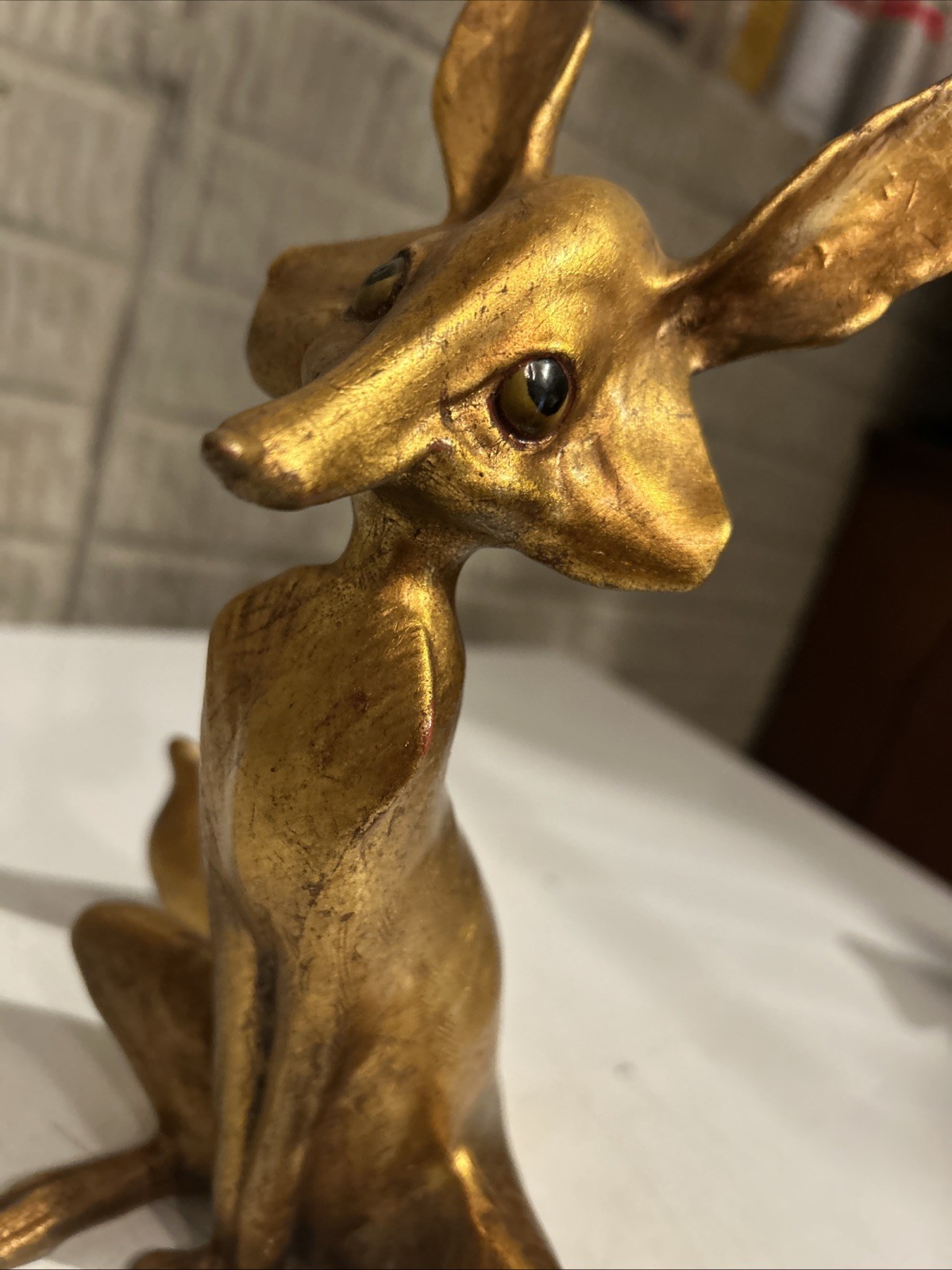 Vintage Anthony Freeman McFarlin Pottery Signed Gold Leaf Fox 9.75″