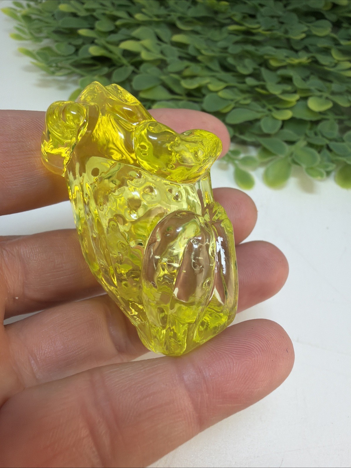 Boyd JEREMY Frog Toad Vaseline Uranium Glass Rare Figurine GLOWS