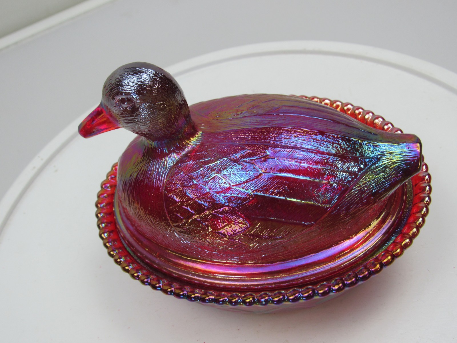 Westmoreland DUCK ON NEST Red Carnival Glass Limited Edition Levay 87/1000 1983