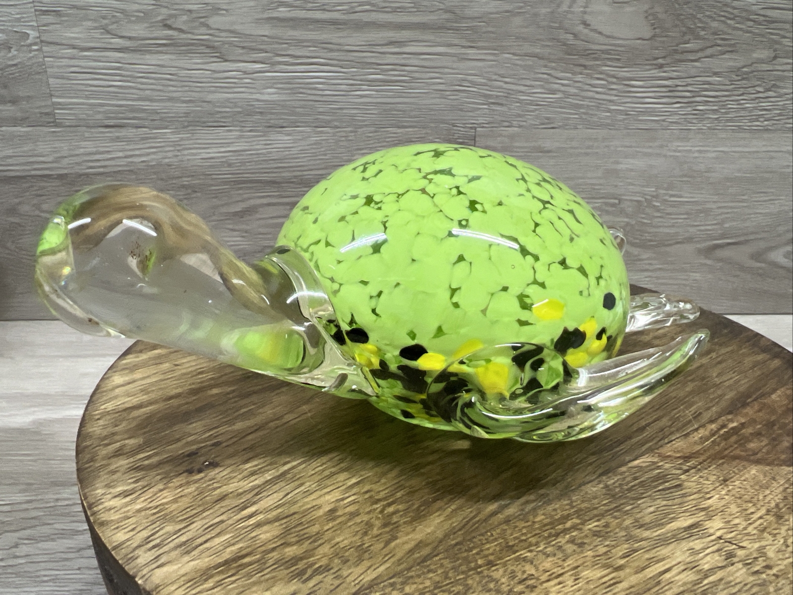 VTG Glass SEA Turtle Paperweight Clear Light Green 7” 5th Avenue Crystal