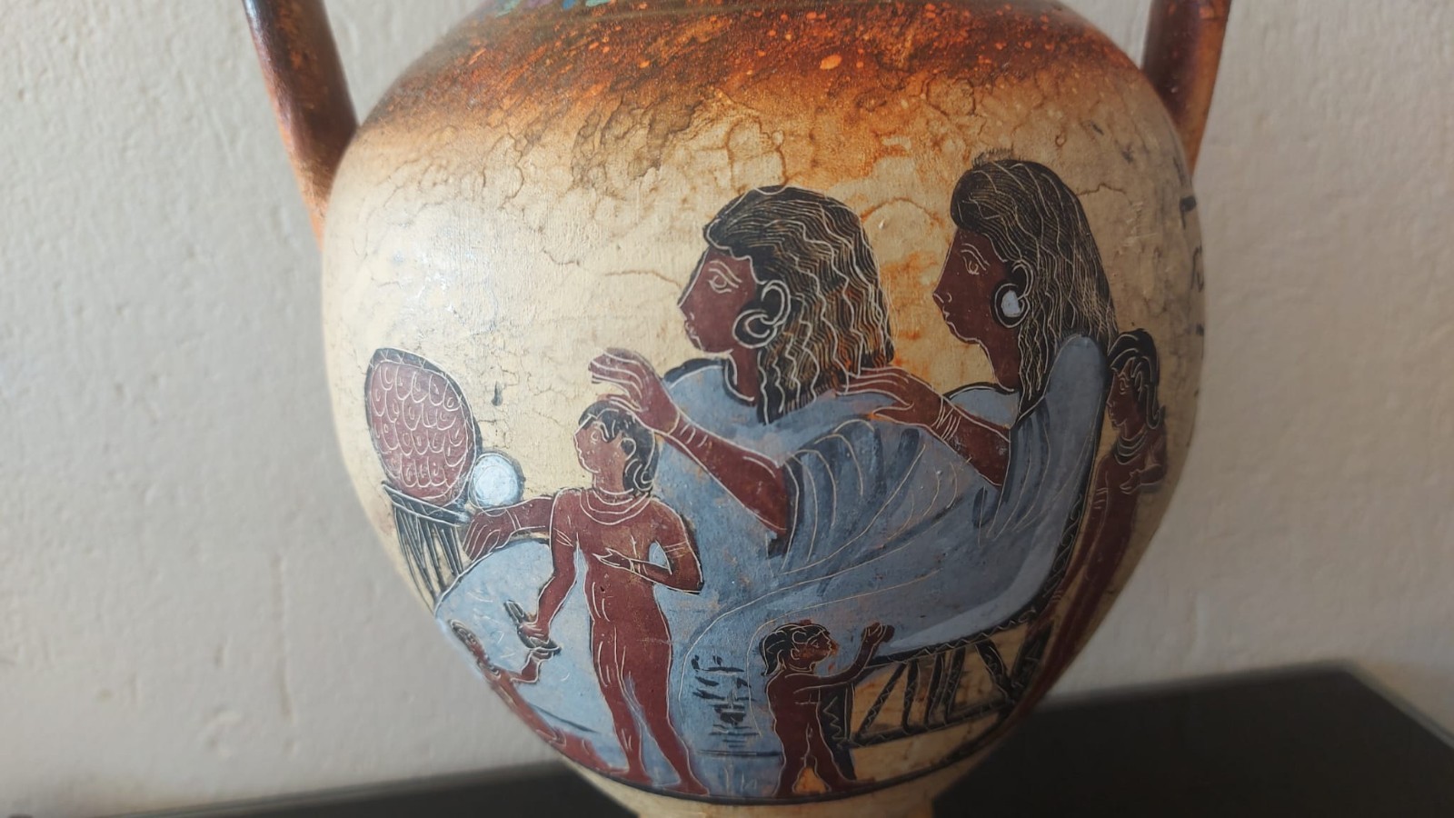 Multicoloured Greek Pottery Amphora Vase 33cm