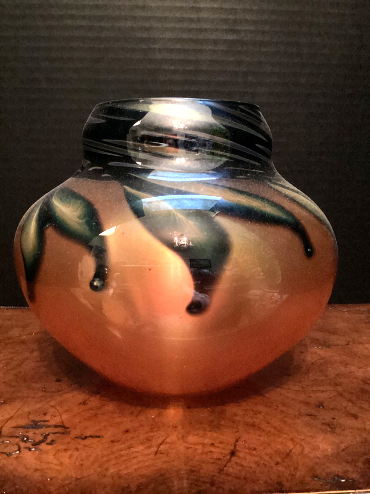 Fabulous 1984 Charles Lotton art glass vase or bowl signed and dated