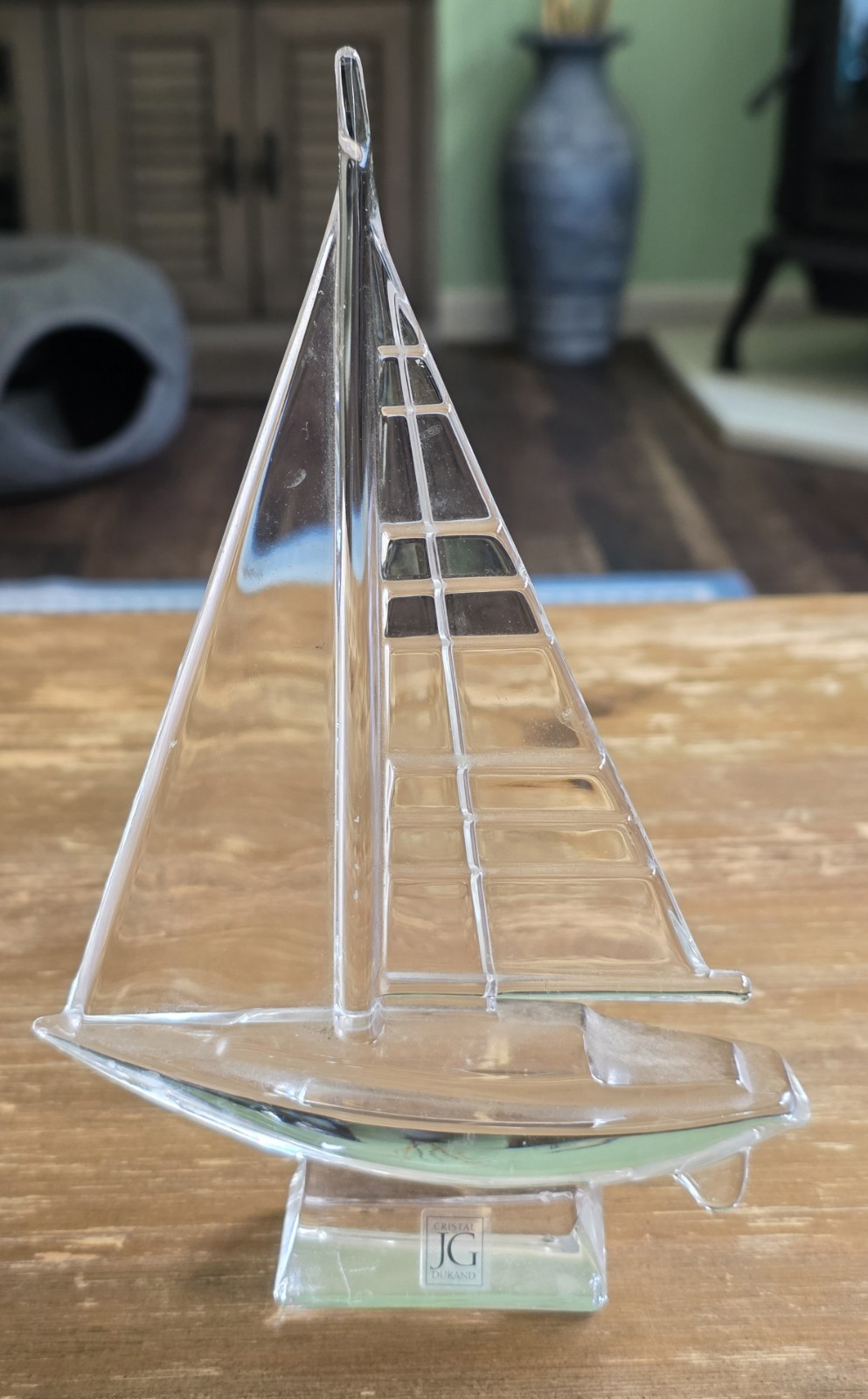 JG Durand Crystal Glass Sailboat Nautical Maritime Home Decor 8.5″