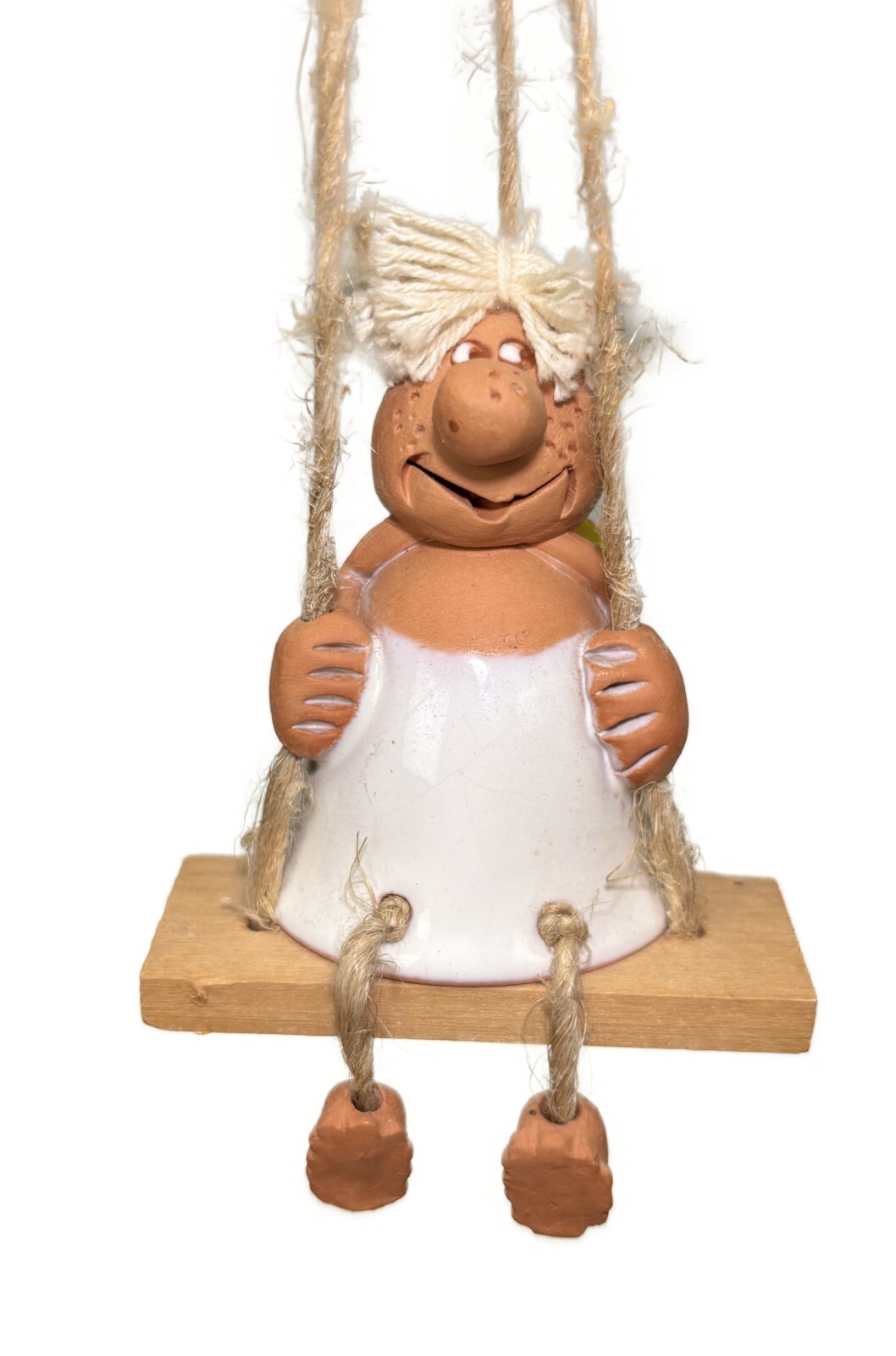 3” Swinging Angel Troll Studio Pottery Folk Art Hanging Decor