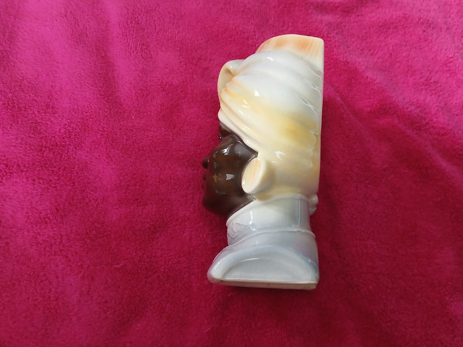 vintage royal copley blackamoore india prince ceramic head vase.