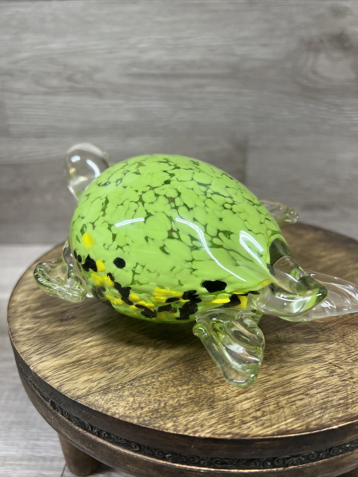VTG Glass SEA Turtle Paperweight Clear Light Green 7” 5th Avenue Crystal