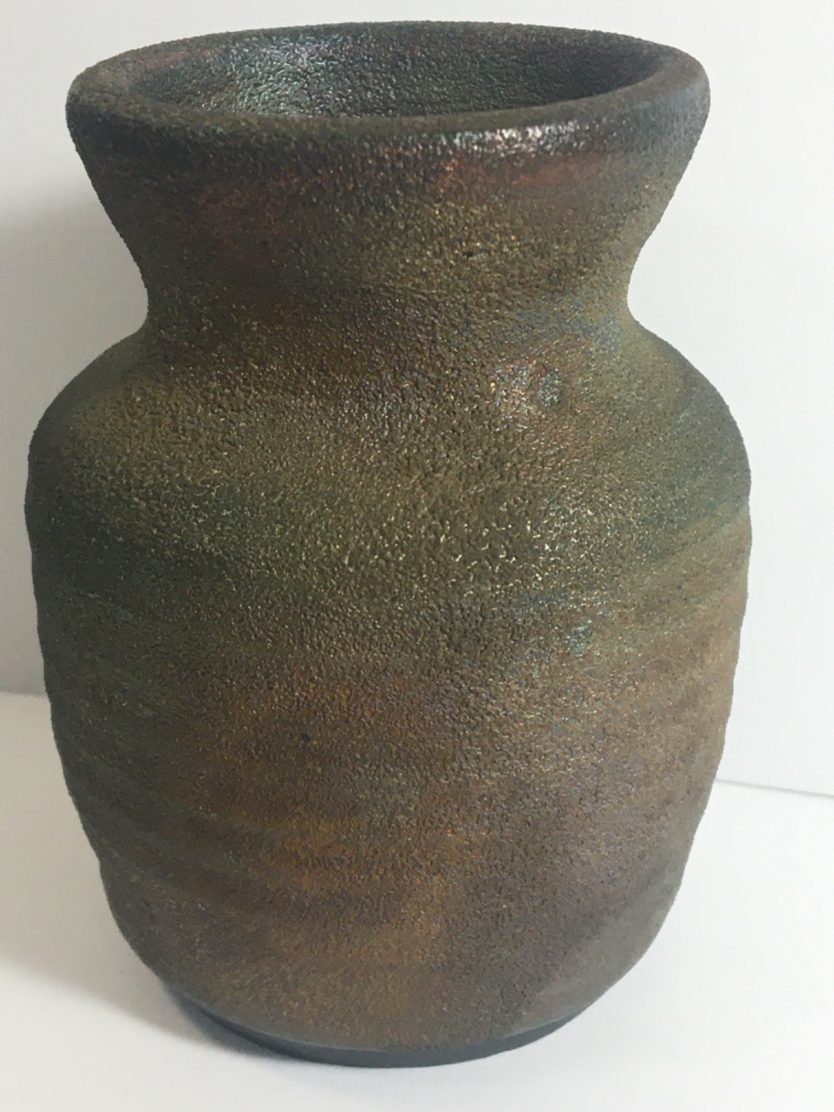 Hand Thrown Raku Pottery Vase Signed Unknown Signature