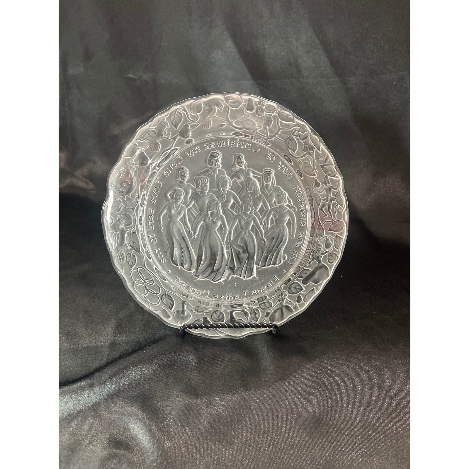Imperial Glass 1980 Twelve Days of Christmas Eleven Ladies Dancing Plate Clear