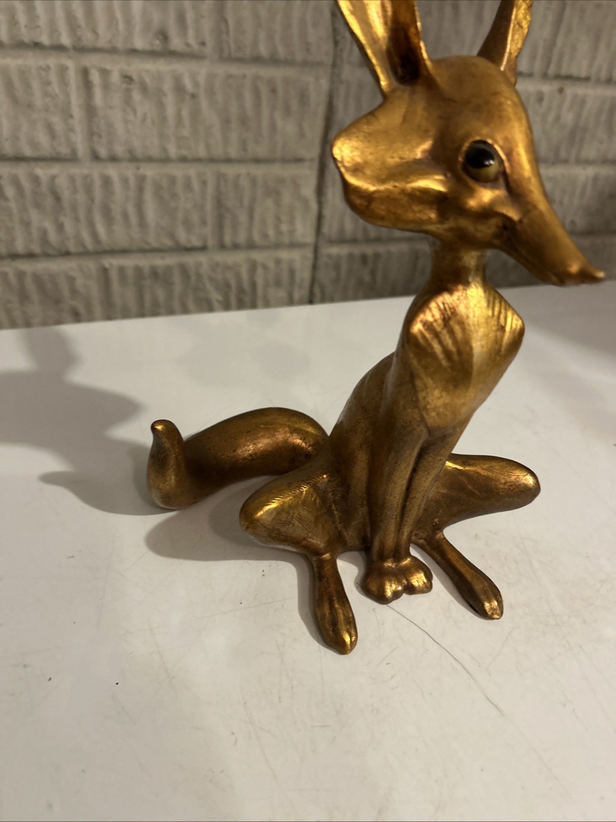 Vintage Anthony Freeman McFarlin Pottery Signed Gold Leaf Fox 9.75″
