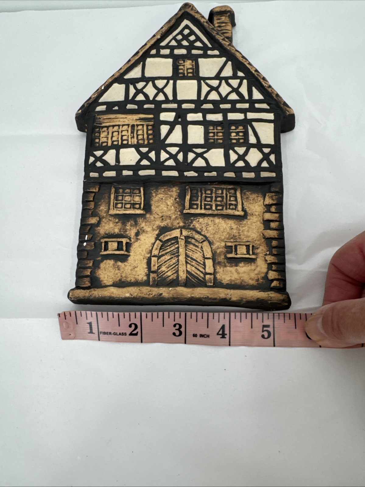 Handmade German Half-Timbered House Wall Decor – Vintage Clay Art 4 Pieces