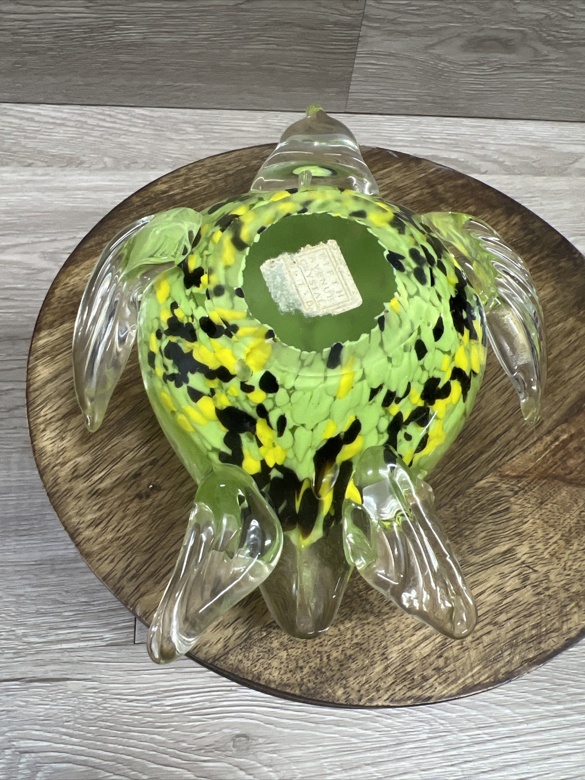 VTG Glass SEA Turtle Paperweight Clear Light Green 7” 5th Avenue Crystal