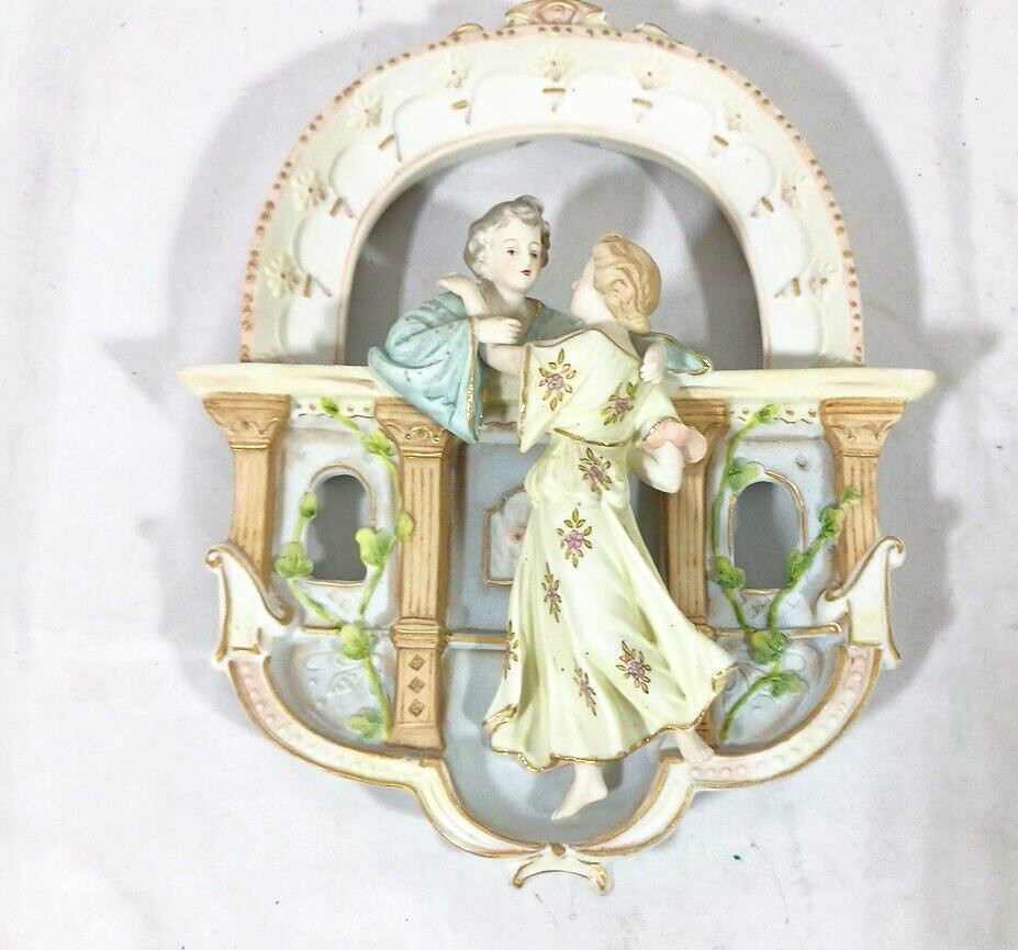 Lovers Window Romeo & Juliet Rococo Style Porcelain Wall Hanging Arnart Japan
