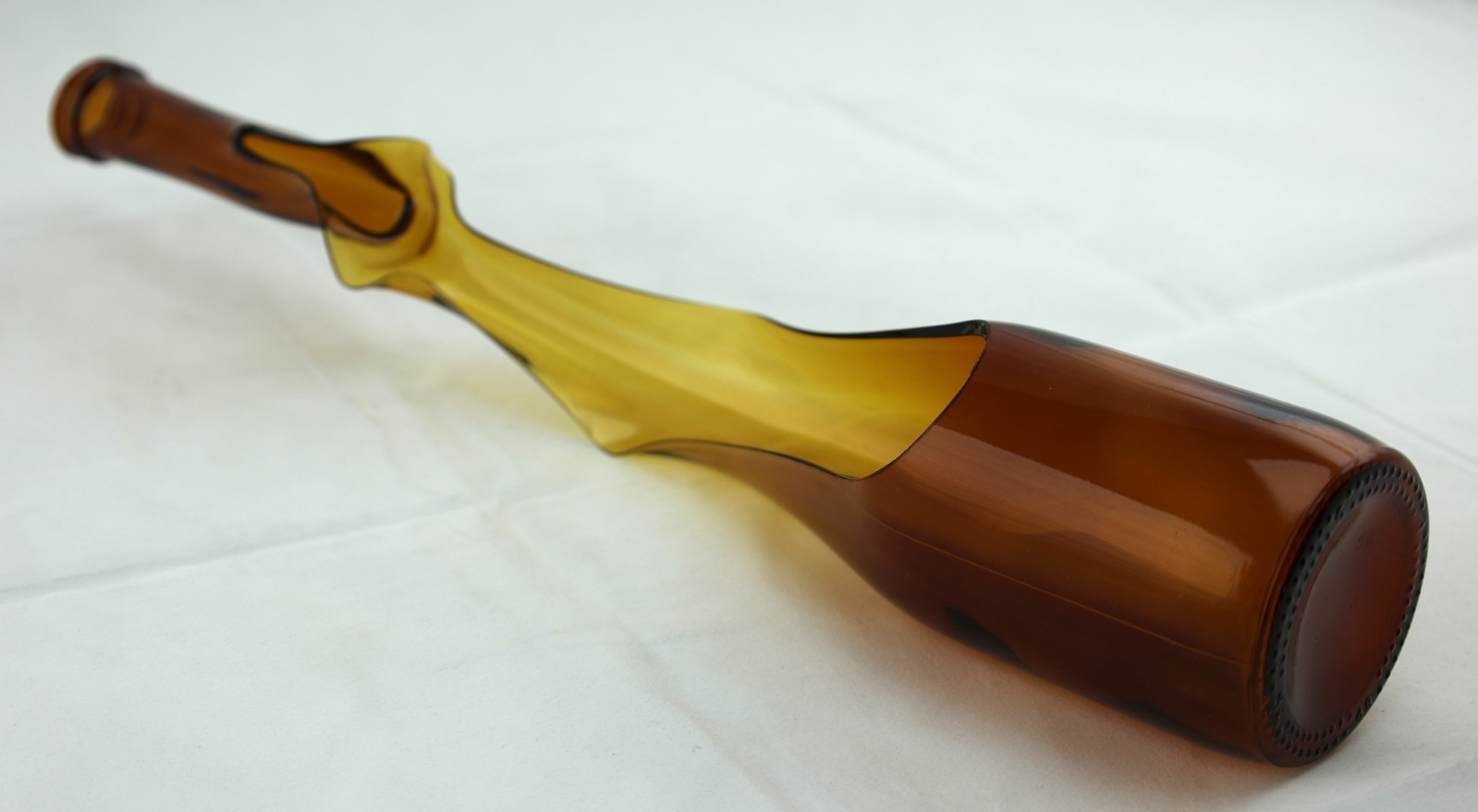 Brown Glass Stretched Bottle Free-Standing Sculpture Art