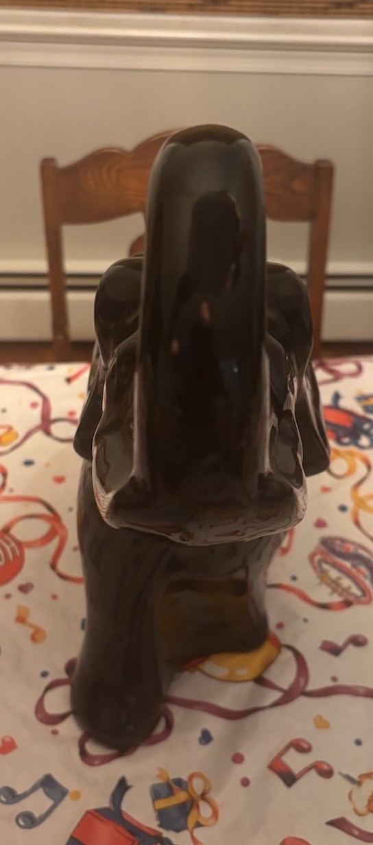 Haeger Large Ceramic Trunk Up Elephant #450 Shiny Black Vintage 16” Statue 1993