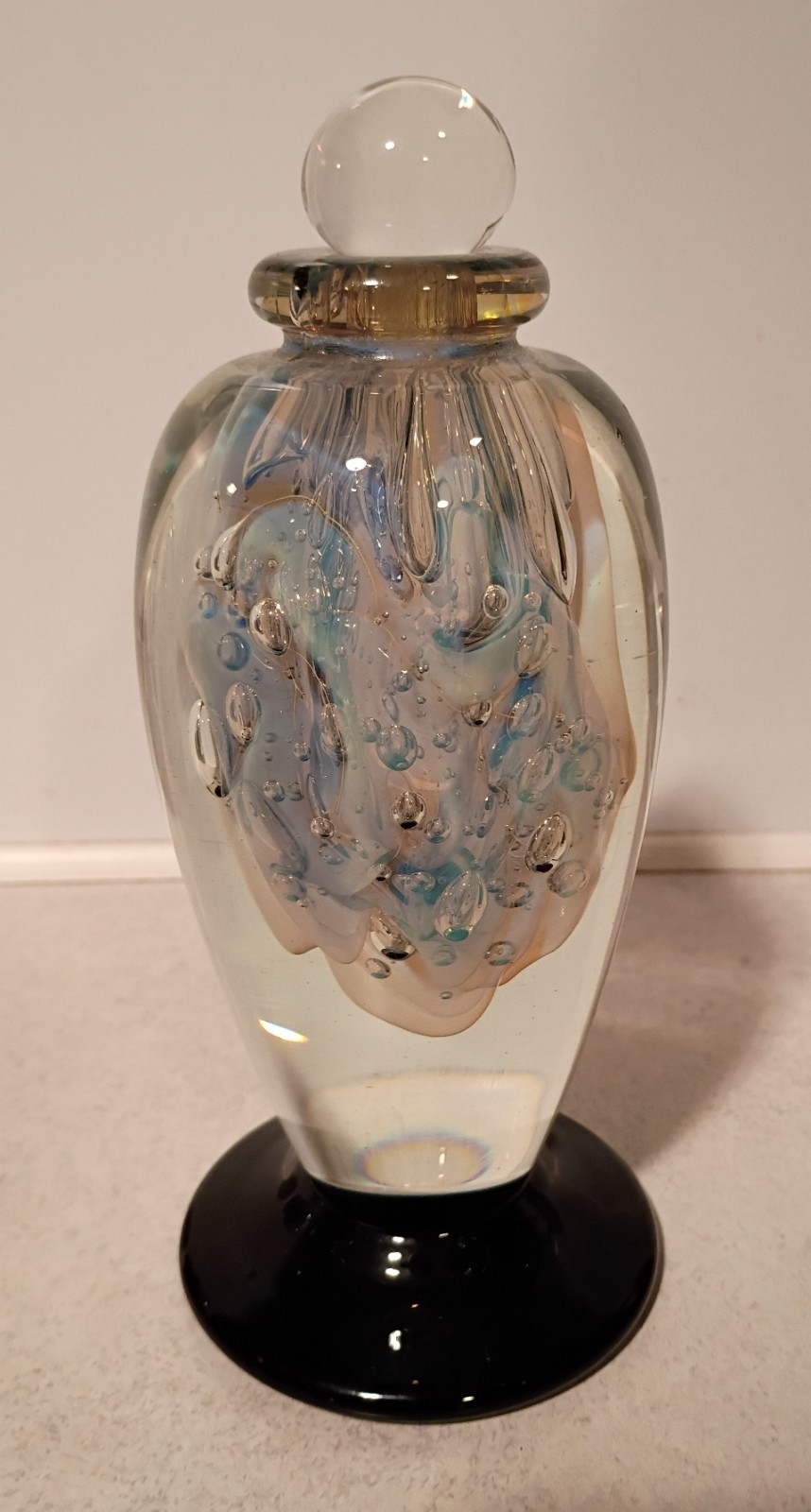 2006 6.5″ Signed Robert Eickholt Footed Art Glass Paperweight Perfume Bottle