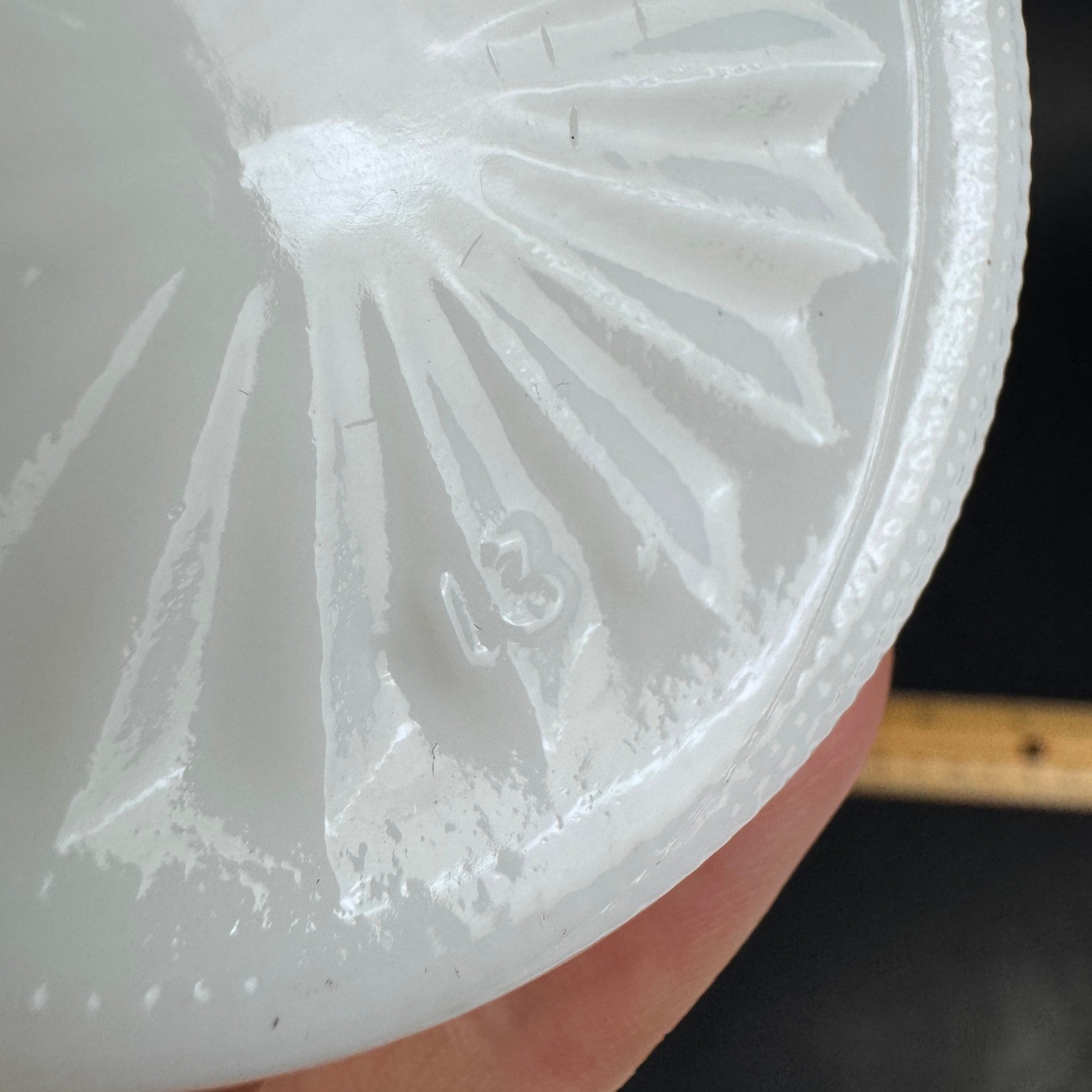 Vtg Tabletop White Milk Glass Textured Bud Vase Stars and Bars Design 6inch Tall