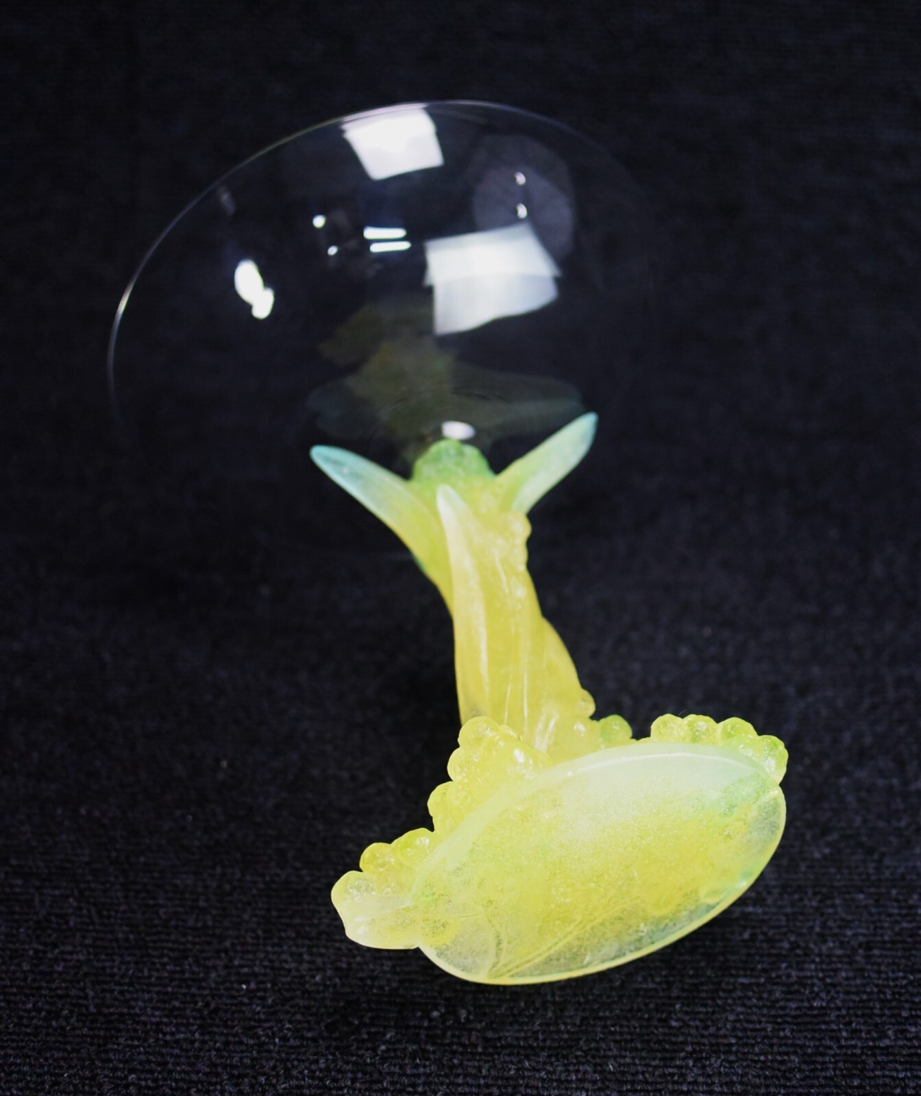 Daum Crystal Compote Pate de Verre Signed Vintage Glass