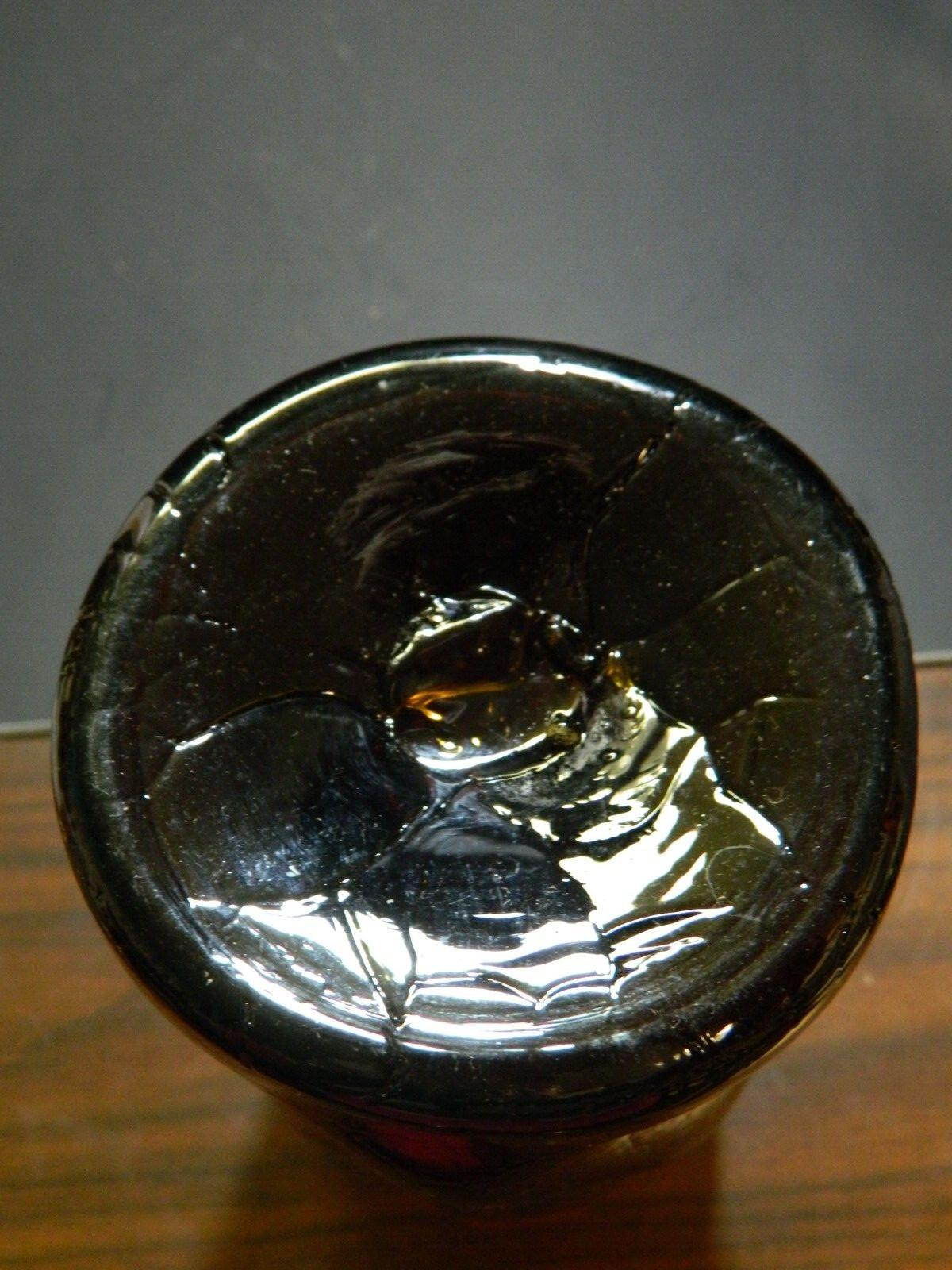 Vintage Hand Blown Amber Crackle Glass Dimple Vase 7.5″ x 3.81″ x 3.81″ Excell