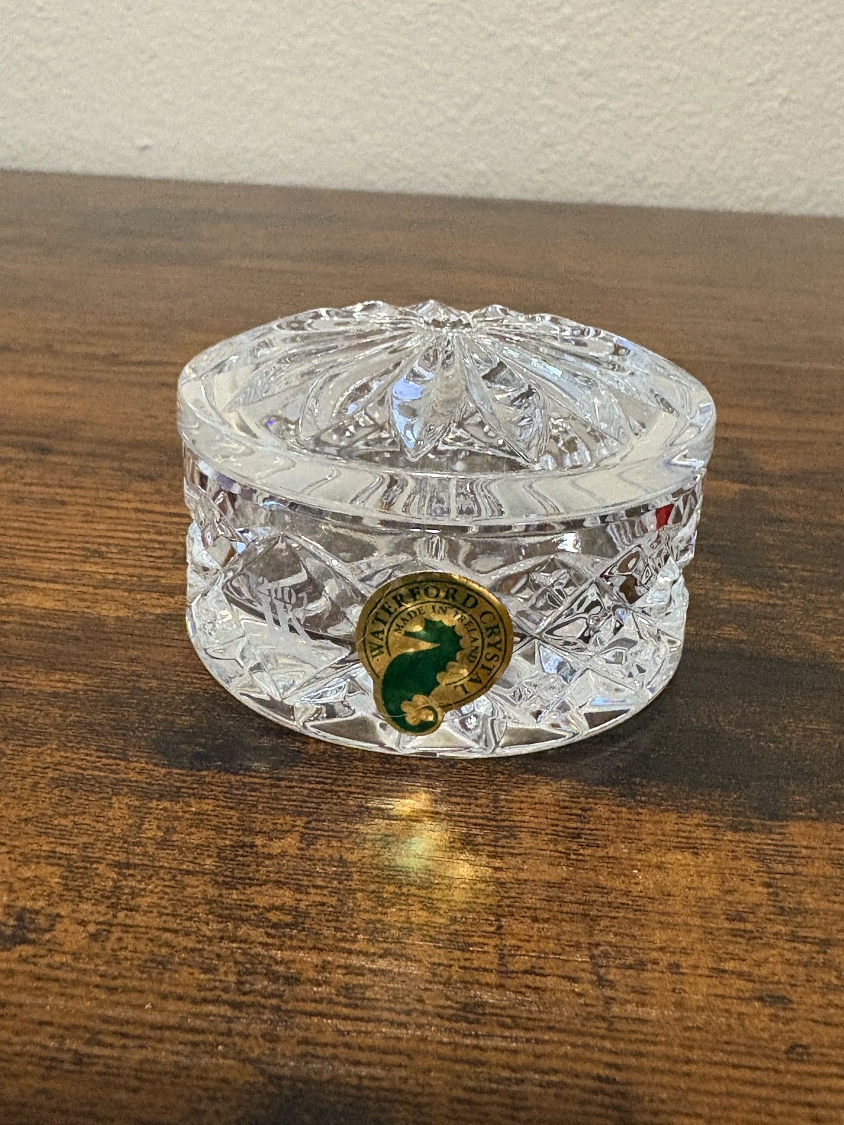 VTG 2001 WATERFORD SOCIETY Crystal Lidded Trinket Box 2 5/8″W MARKED