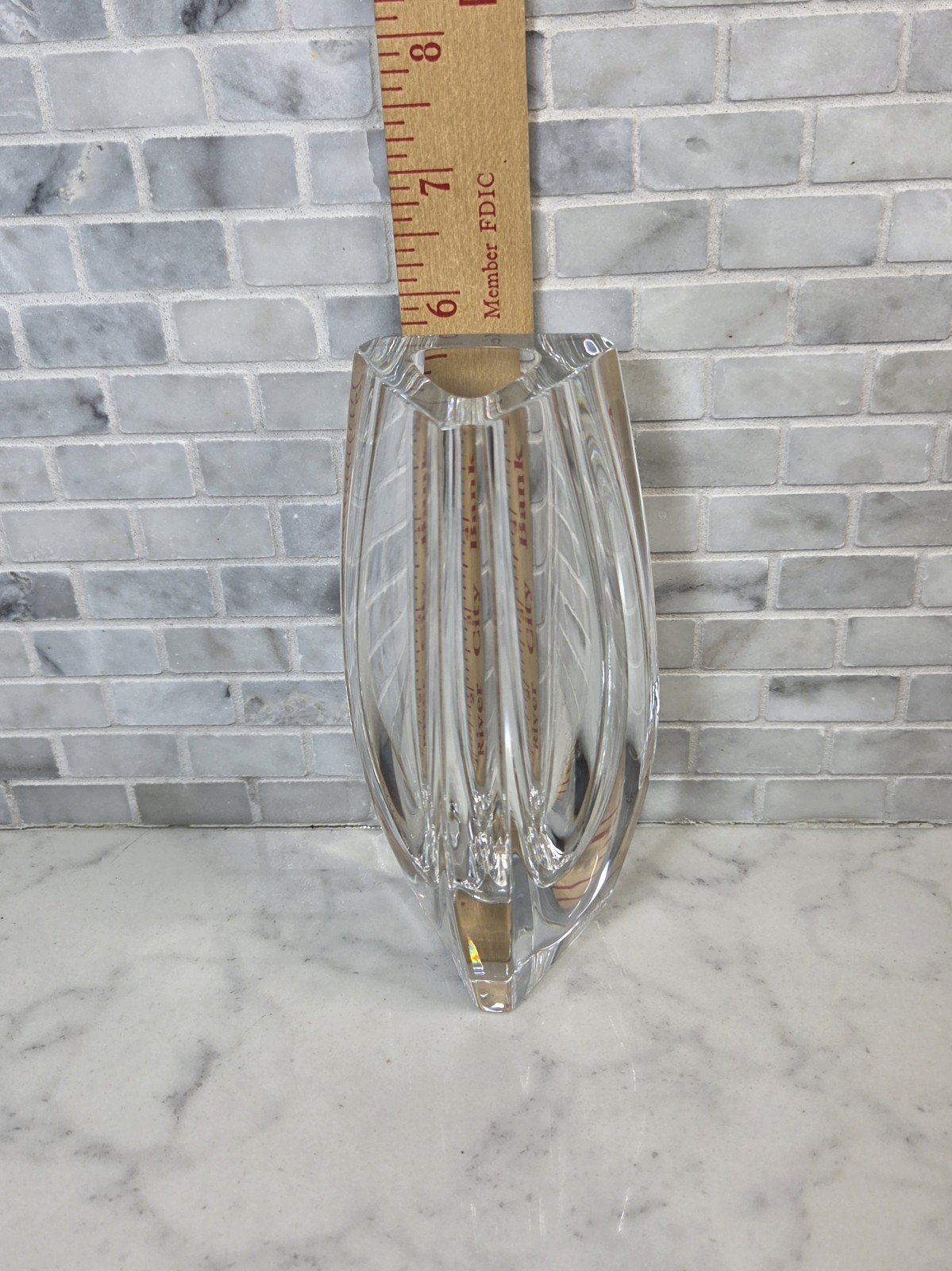 Baccarat Crystal Bouton-D’or Flower Bud Triangular Vase 5 3/4″