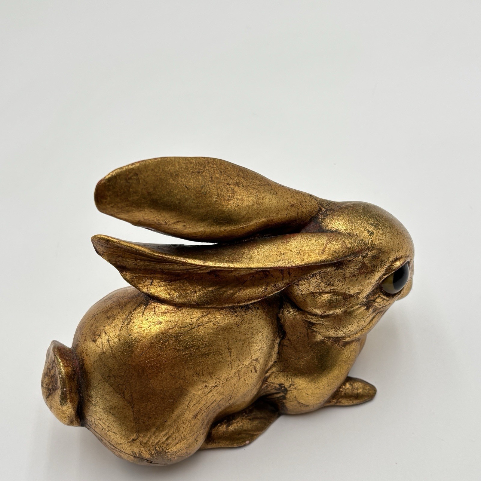 Vtg Mid Century Freeman McFarlin Gold Leaf Rabbit Figurine Signed Anthony READ