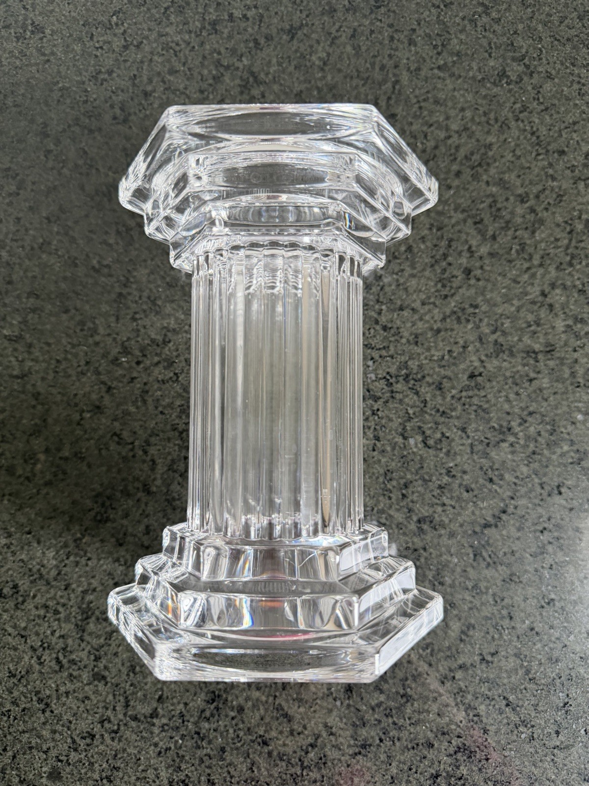 Vintage Marquis by Waterford Crystal Pillar Triumphe Candle Holder Pair 6”