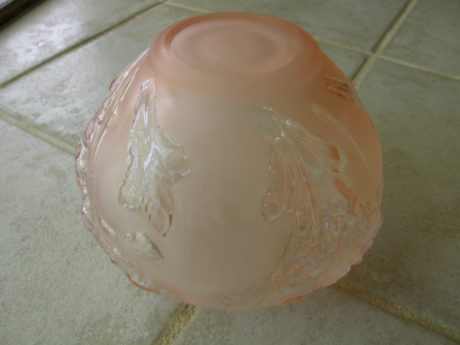 Tiffin Clear Pink Poppies With Satin Glass Background Vase 8 1/2″ high x 5″ wide