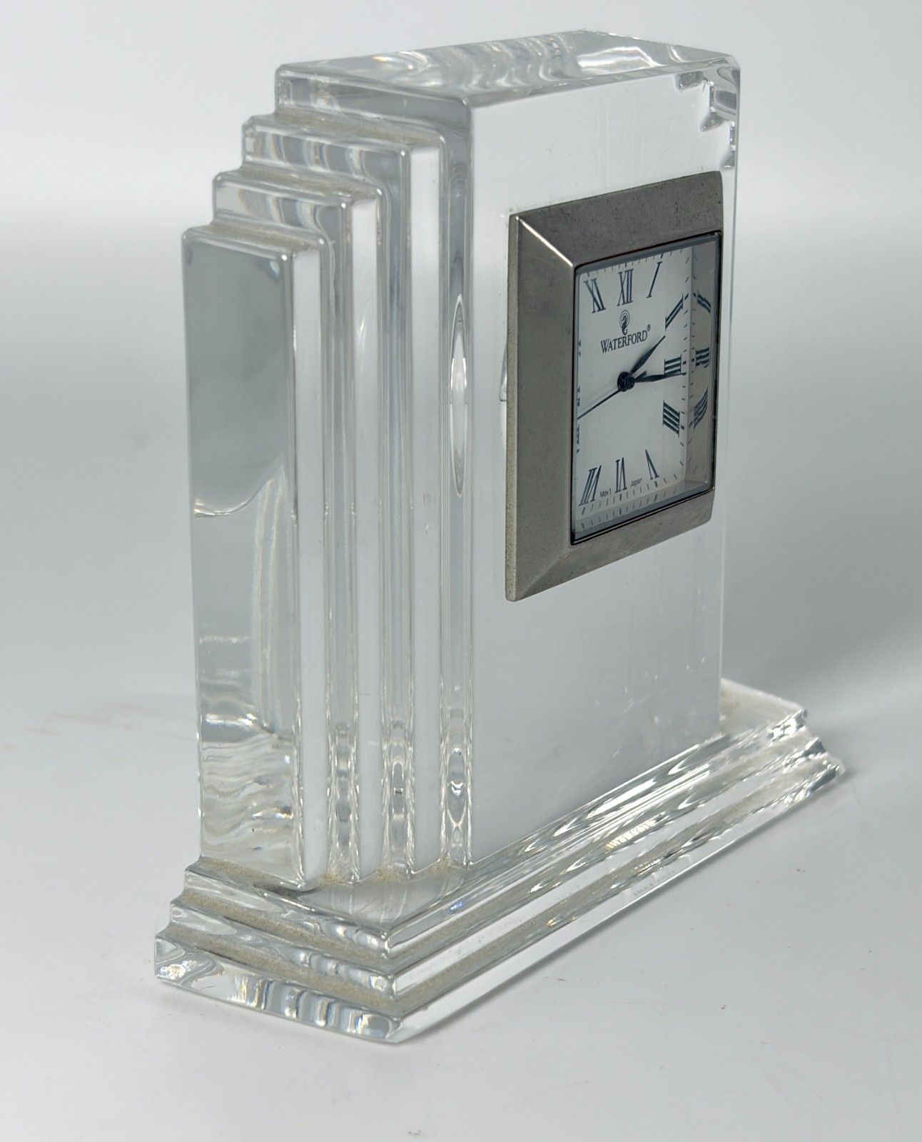 Waterford Metropolitan Crystal Clock China Case Japan Quartz Movement 4″Wx3.75″H