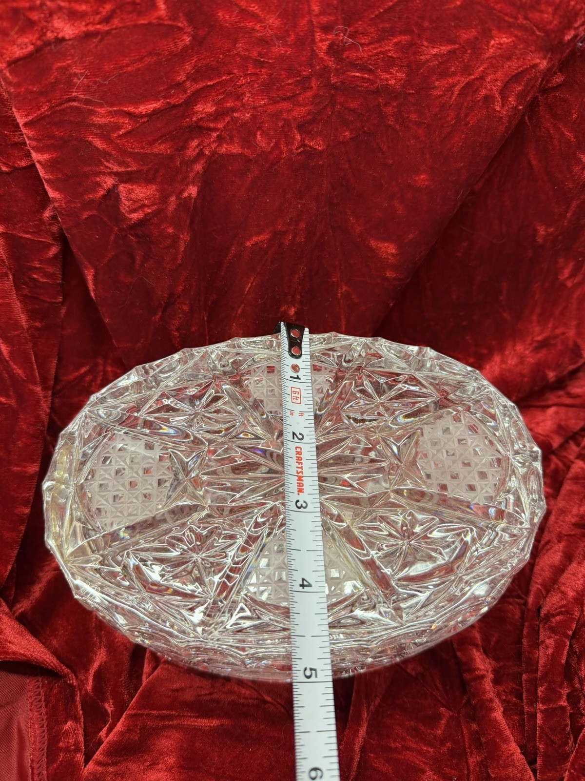 Bohemian Czech Oval Cut Lead Crystal Trinket Box Jewlery Vanity Box- Nice