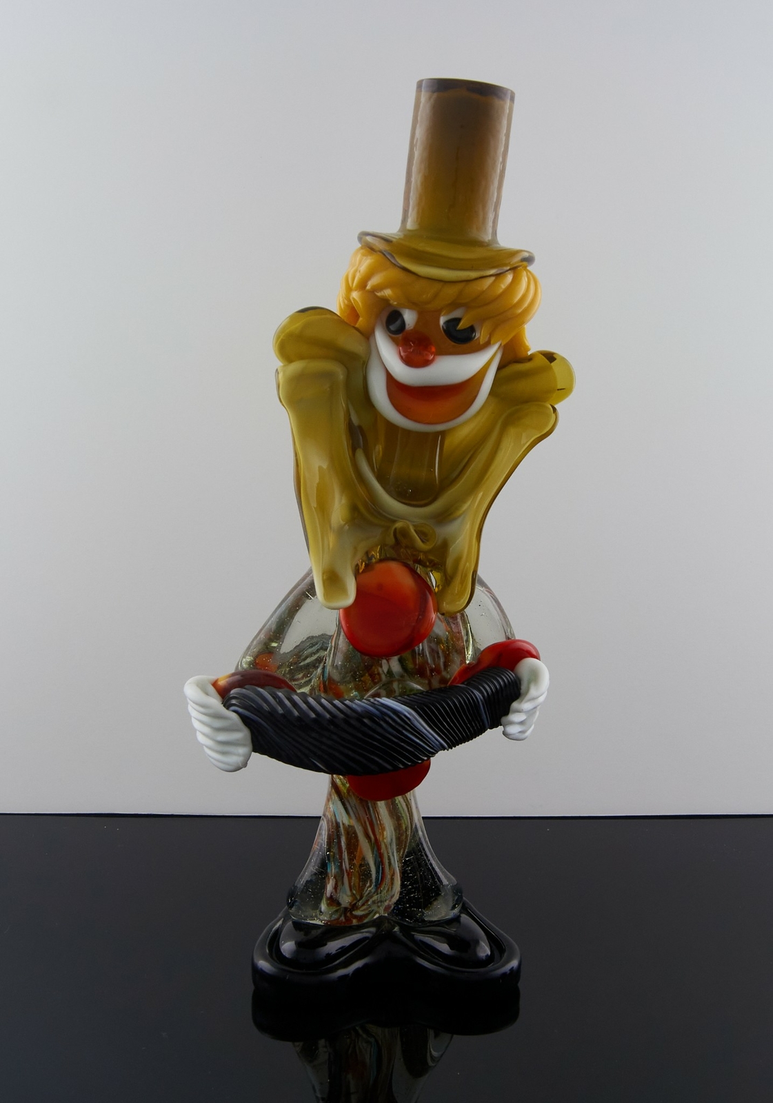 Murano Art Glass Clown Playing An Accordian 11.5 Inches