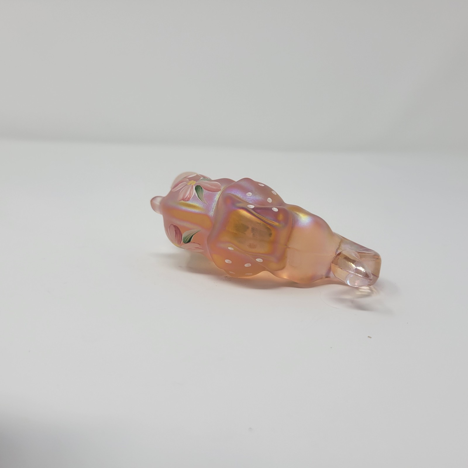 Vintage Fenton 4″ Little Peach Iridescent Elephant Purple Hand Painted Rare