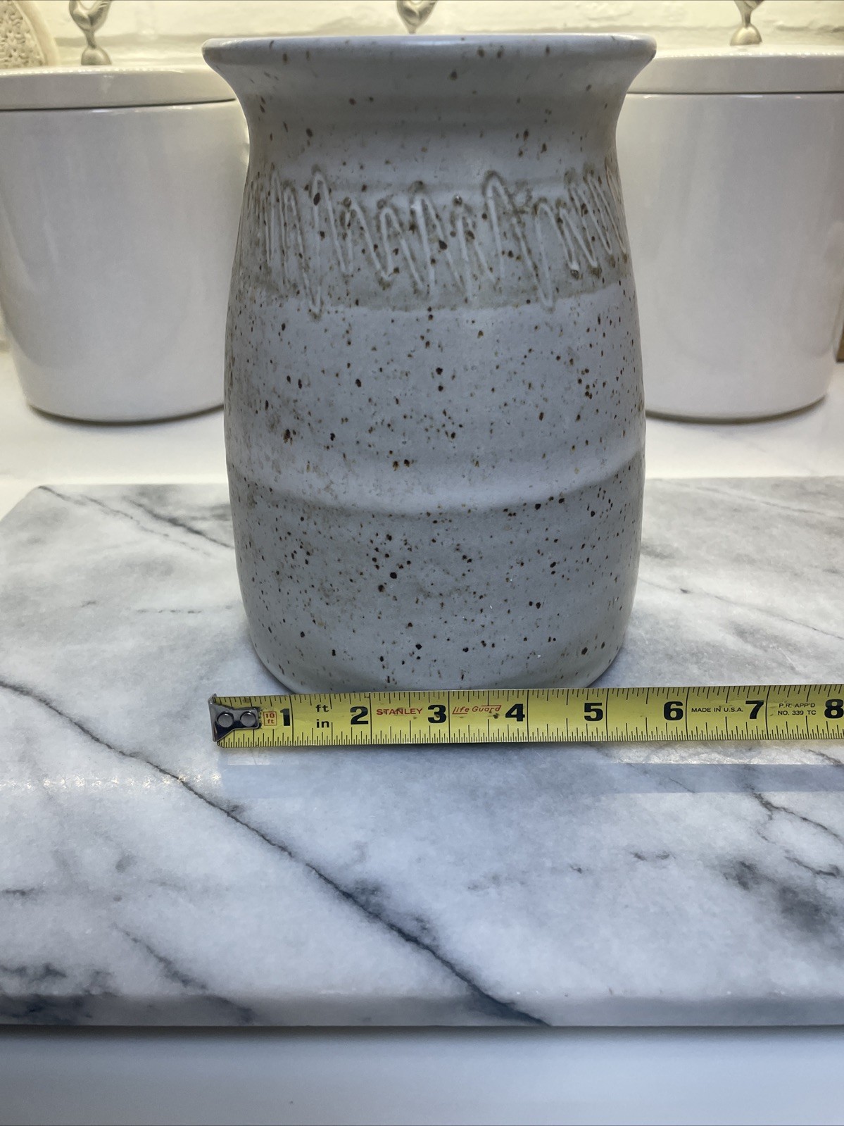 Heavy Handcrafted Stoneware Pottery Vase Signed