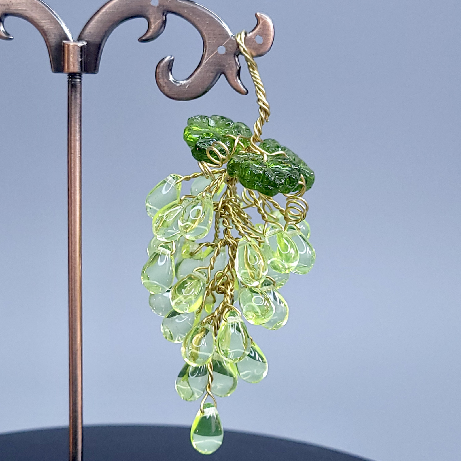 Uranium Glass Cluster Grape Handmade Vaseline Glass Beads Small Bunch of Grape