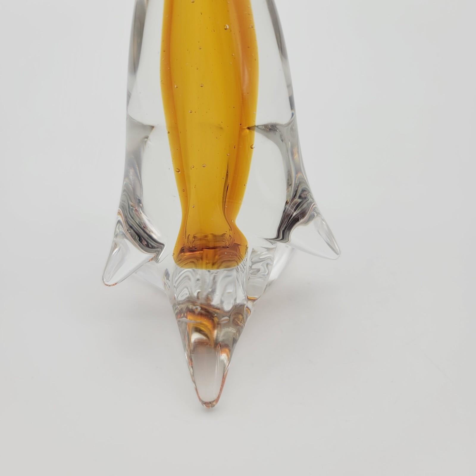 Vintage Art Glass Clear Golden Yellow Duck Sculpture Figurine Bird Goose