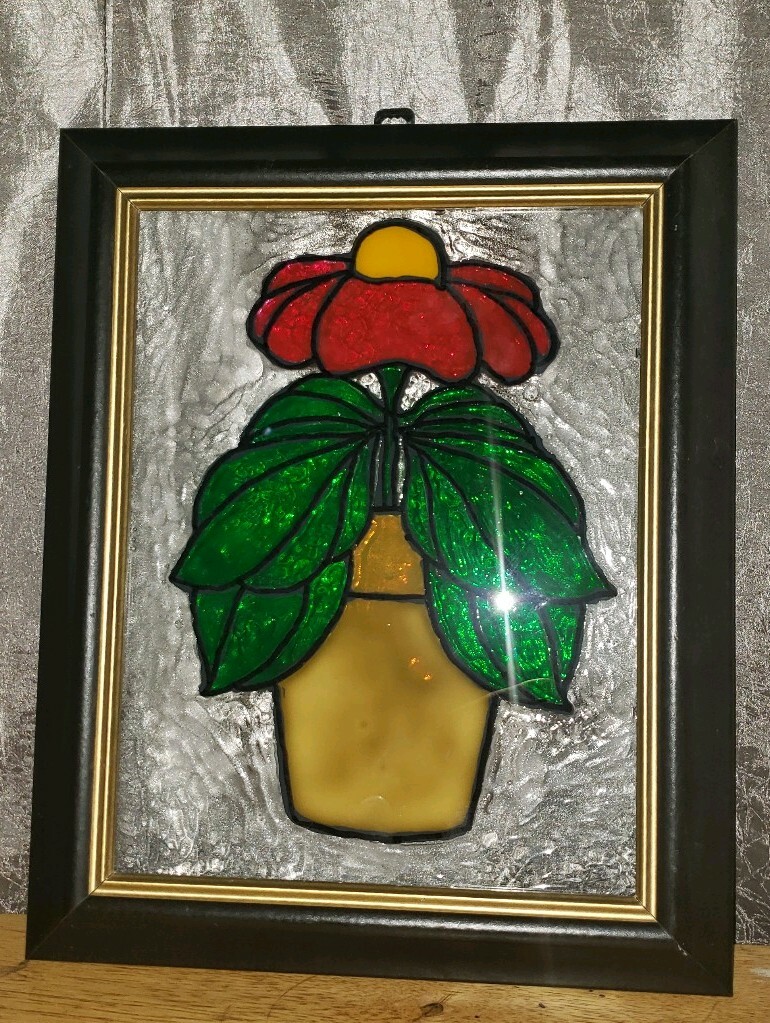 Leaded Hand Painted Stain Glass Framed Art