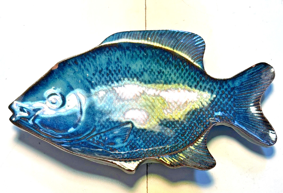 Unique Handmade Pottery Fish Platter Candy Dish By Laurie Berkson Spray CA