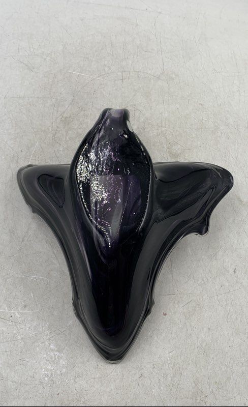 Purple Slag Art Glass Swan Decorative Hand Blown Centerpiece Bowl
