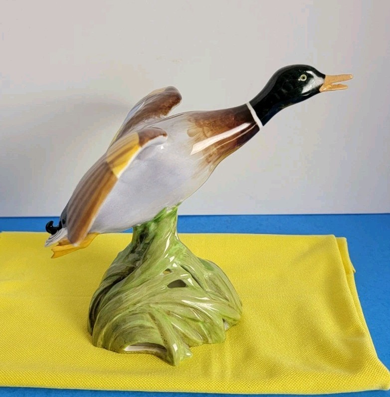 Vintage Copeland Spode Porcelain Mallard Duck Gliding in Flight Figurine.