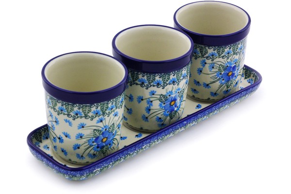 Polish Pottery Set of 3 Planters 12″ Forget Me Not UNIKAT-Artisanimports|1027