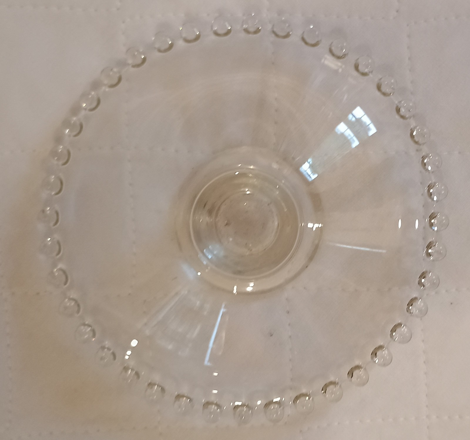 Vintage Imperial Glass Candlewick Tapered Candle Holder Beaded Trim