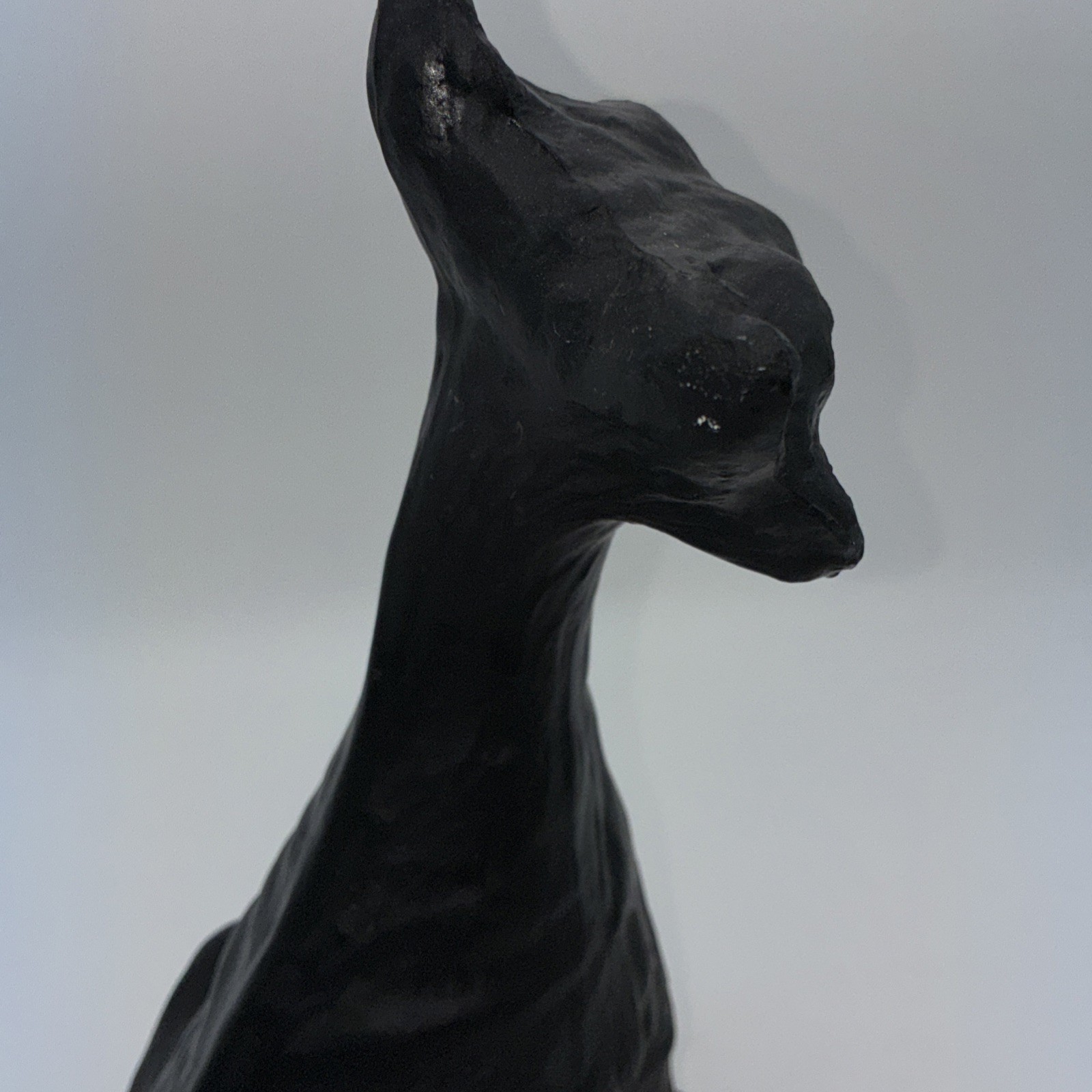 Vintage Tiffin Glass Painted Grotesque Cat Figurine Statue Black Satin – Chipped