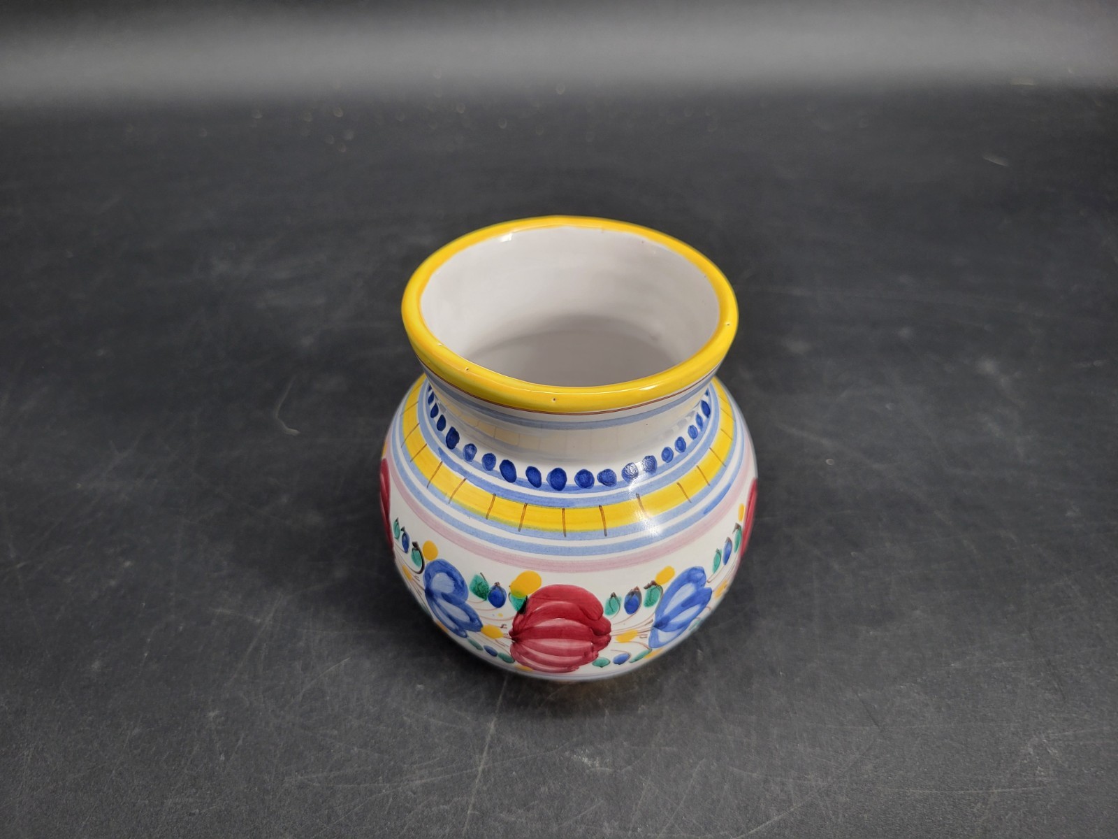 Small Handmade Floral Pottery Vase 4.5 Inches Tall Signed By the Artist