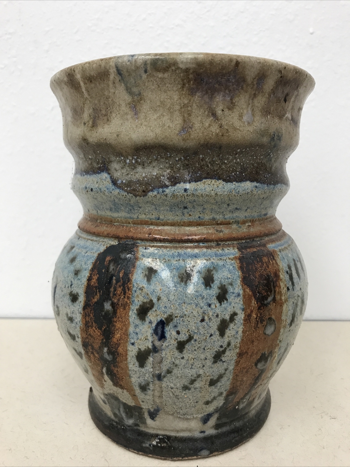 VINTAGE VASE Studio Art Deco Pottery Pot Flowers Century Modern Handmade Signed