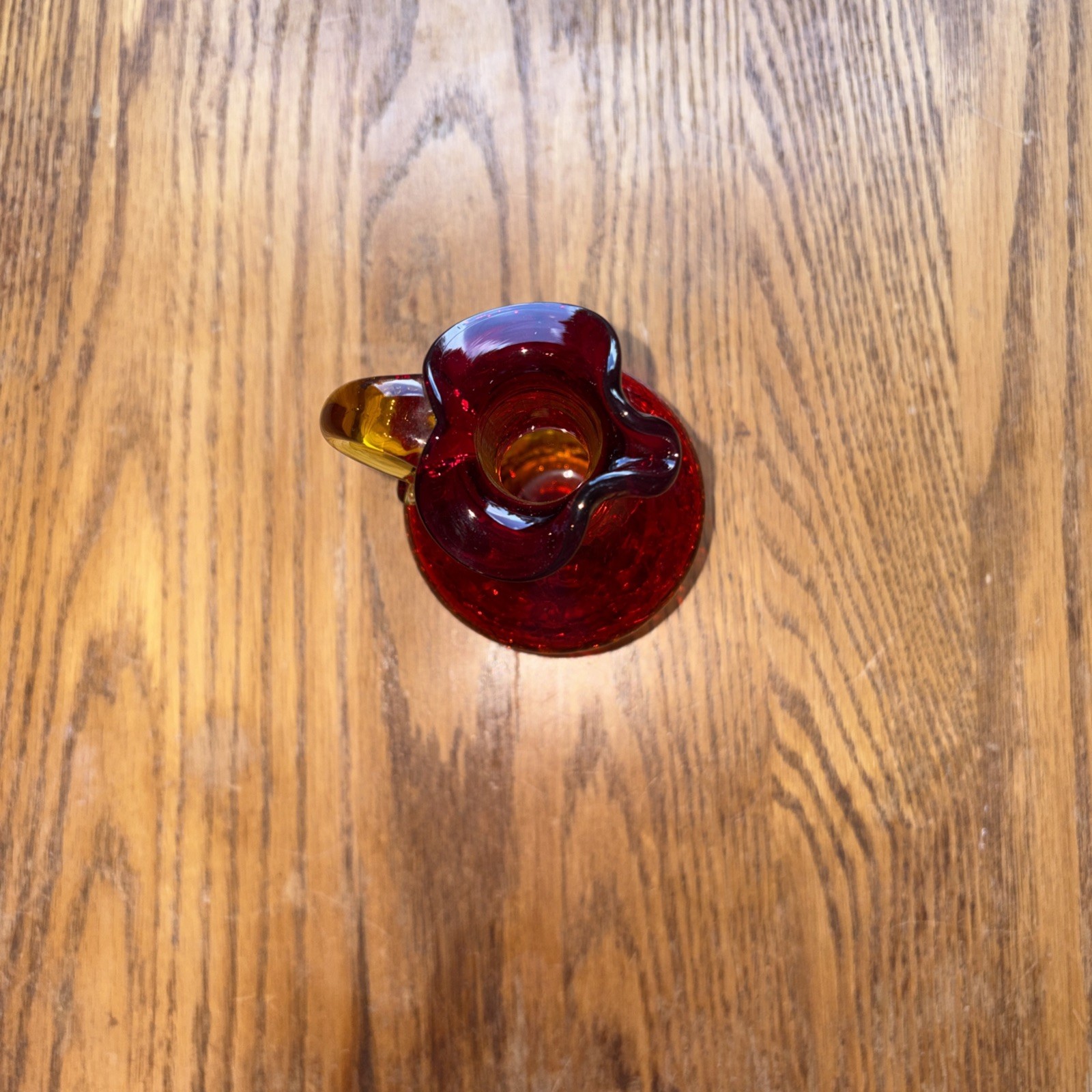 Vintage Handblown Amberina Crackle Pitcher /Vase Cruet. Excellent Condition!