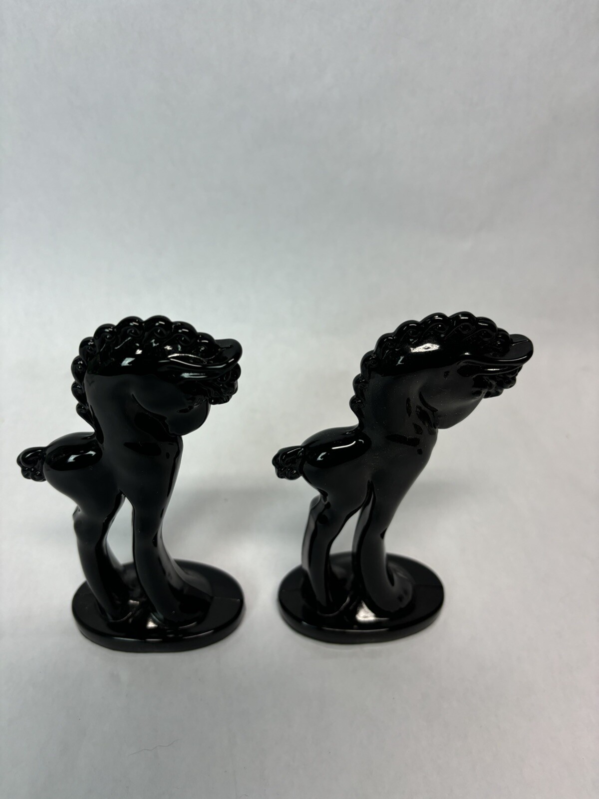 Mosser Glass Trojan Horse Pair in Black RETIRED Cambridge, Ohio