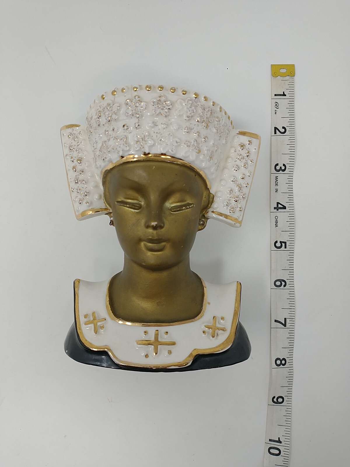 Vintage Royal Sealy Egyptian Queen Nefertiti Lady Woman Head Bust Vase, Cracked