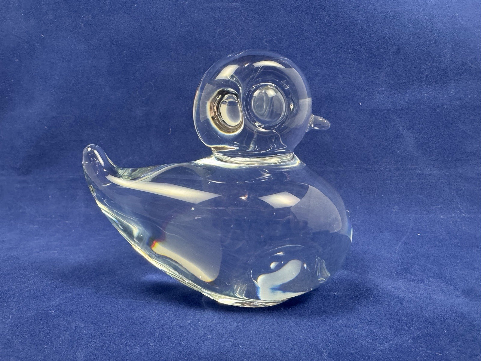 Vtg 60s MCM Folke Walving MALERAS Duck Crystal Art Glass Sweden Easter Spring