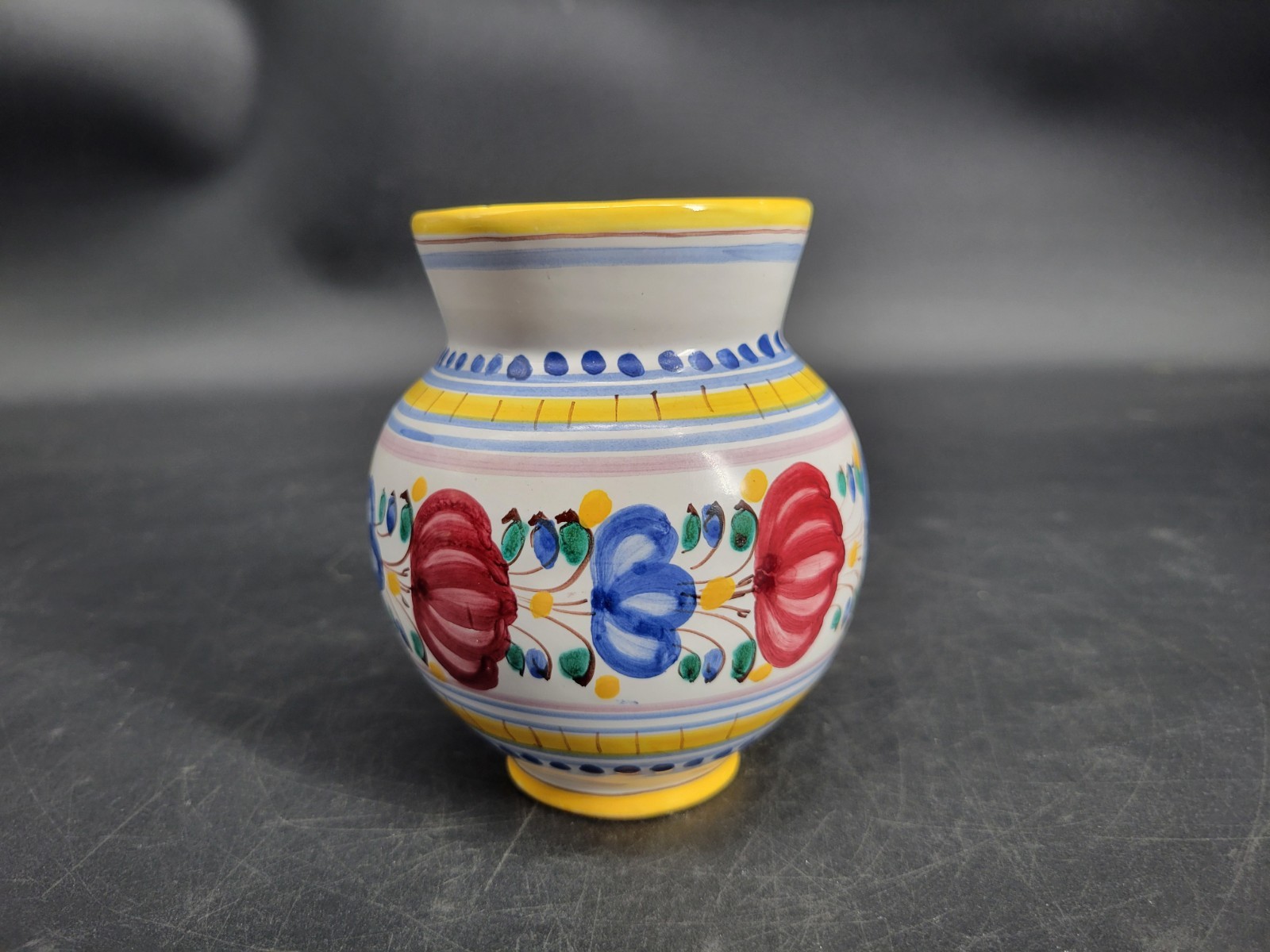 Small Handmade Floral Pottery Vase 4.5 Inches Tall Signed By the Artist